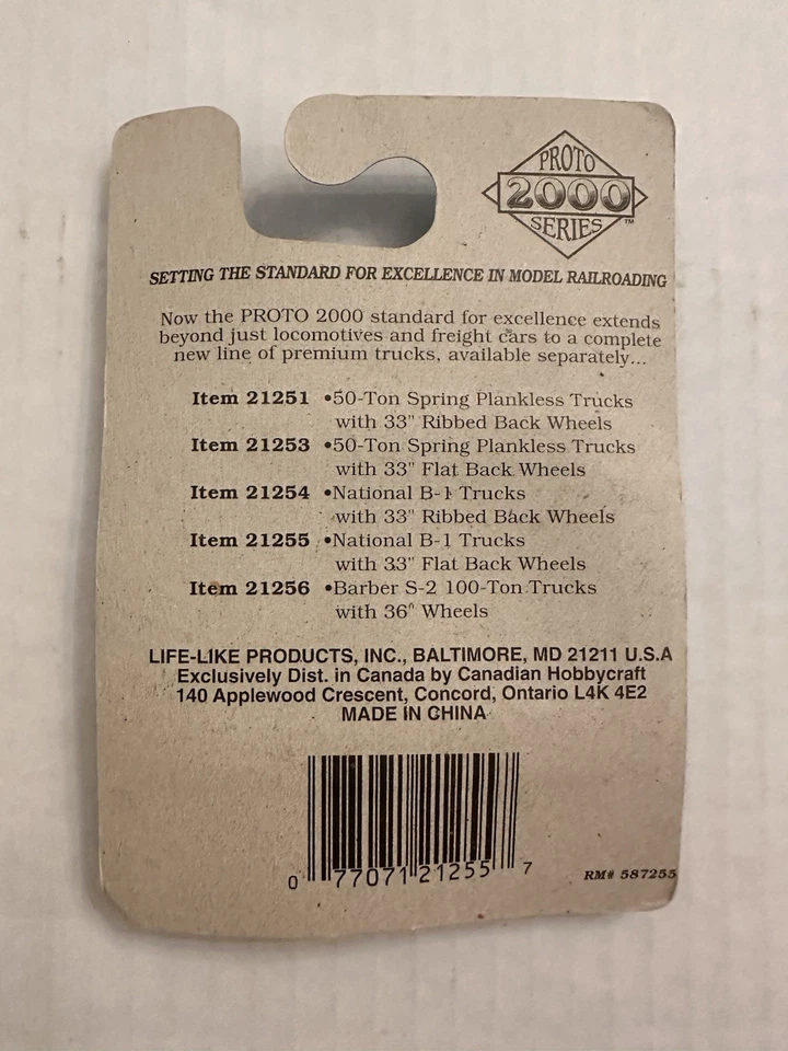 Life Like 21255 HO Scale National B1 Freight Trucks W/33" Flat Back Wheel (2) - Image 2 of 3