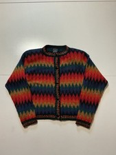 Vintage Artesania Cusco Peruvian 100 Alpaca Knit Andes Button Cardigan Sweater