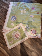 Pottery Barn Kids Full XL Quilt Sham Set Sage Green Floral Butterfly Bird