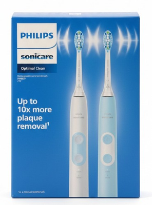 #ad #ad Philips Sonicare Optimal Clean Electric Toothbrush 2 Pack White Blue HX6829 Used $39.99
