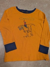 Boys size 4T Old Navy Orange Long Sleeve Shirt Pajama Dinosaur Rider Cotton