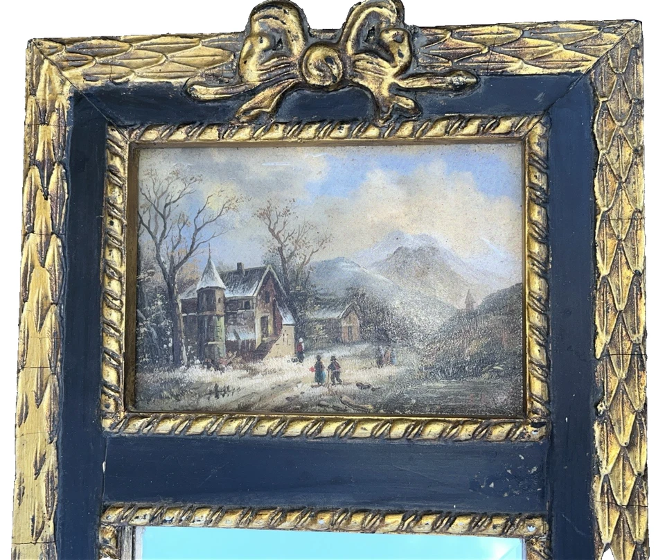 Carvers & Gilders Gold Giltwood Mirror Winter Landscape England Neoclassical - Image 4 of 4