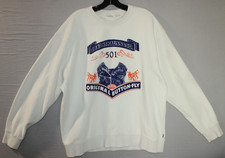 Levi's 501 Sweatshirt Mens Large Relaxed Crewneck White Original Button Fly READ
