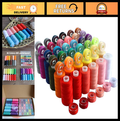 72 PCS Sewing Thread Set - 36 Colors + 36 Bobbins, 400 Yards Each, Polyester