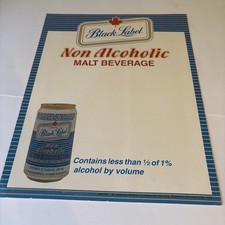 Vtg Black Label Non Alcoholic Malt Beverage POS Cardboard Sign 11x14"