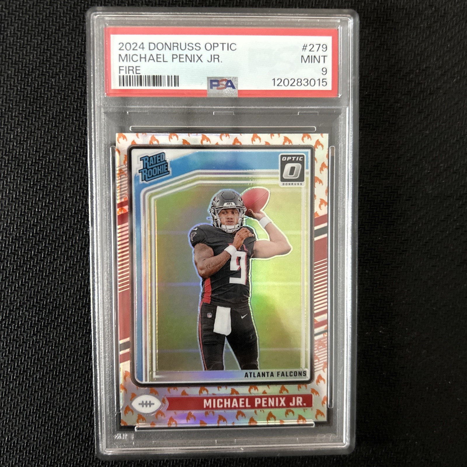 2024 PANINI DONRUSS OPTIC #279 FIRE EMOJI🔥HOLO PRIZM MICHAEL PENIX JR RC PSA 9