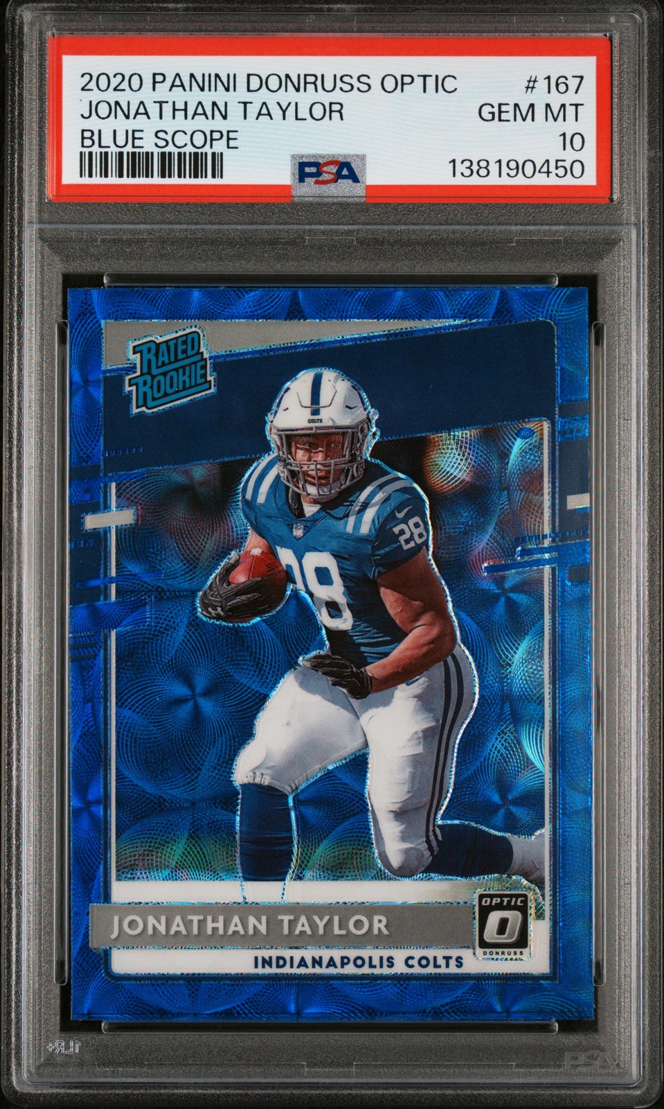 2020 PANINI DONRUSS OPTIC BLUE SCOPE #167 JONATHAN TAYLOR ROOKIE RC PSA 10