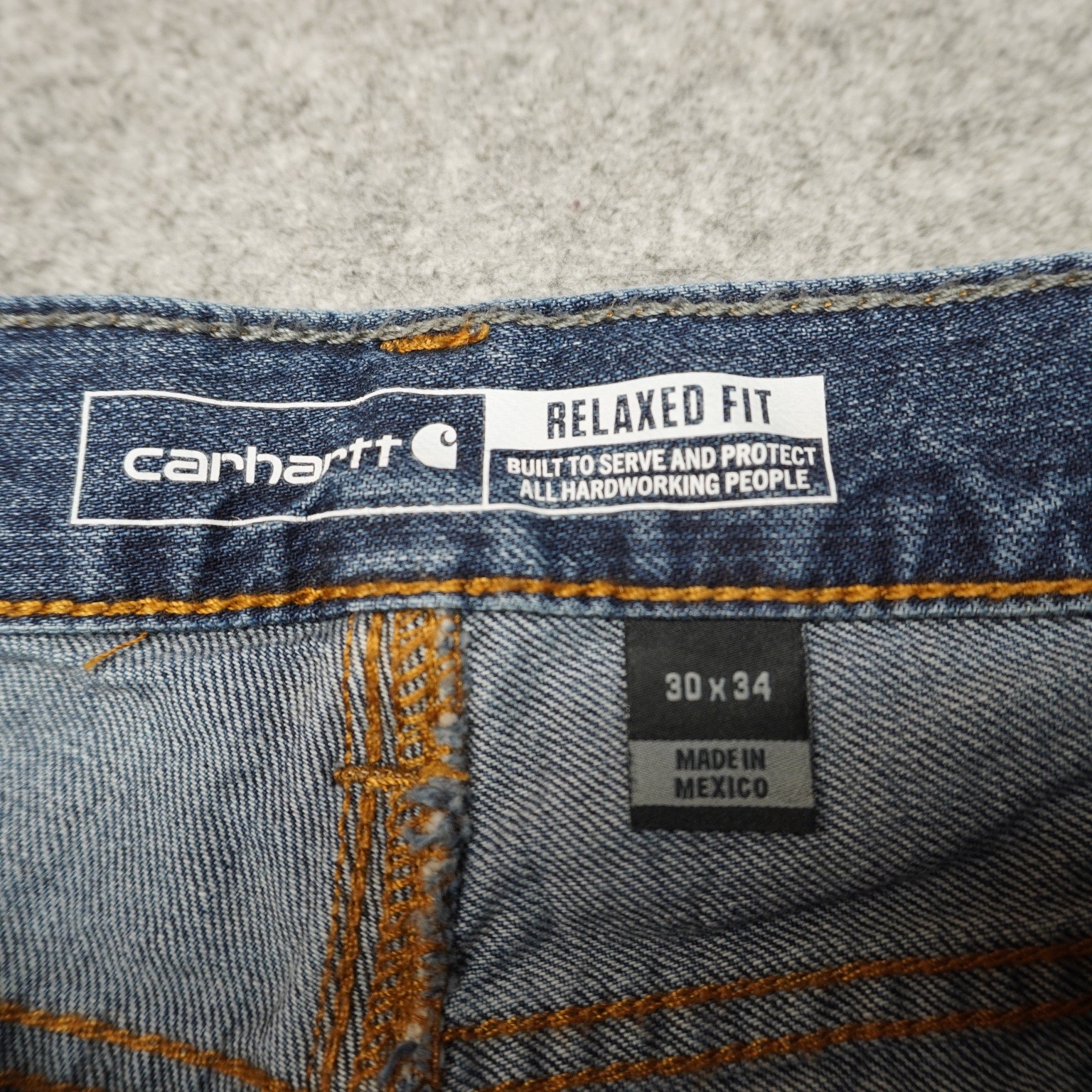 Carhartt Jeans Men's Dark Wash 30x34 Relaxed Fit Denim Workwear thumbnail 6