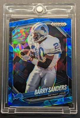 BARRY SANDERS 2025 Prizm Black Blue Cracked Ice Prizm SP /125