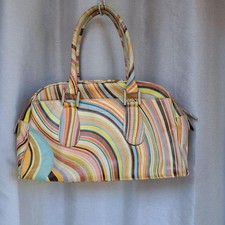 Paul Smith Signature Stripe Leather Boston Bag Multicolor Rare Tote