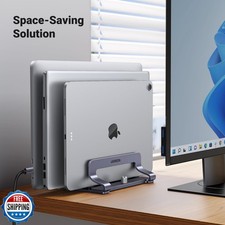 UGREEN 3-Slot Vertical Laptop Stand Holder Desk Compatible with MacBook Pro A...
