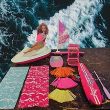 Vintage Beach blast Hawaiin Fashion Barbie Surfing Doll And Accessories