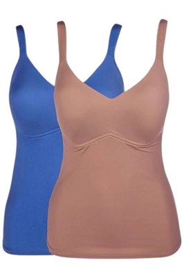 Rhonda Shear 2-pack Molded Cup Cami Tank Top Espresso/Navy