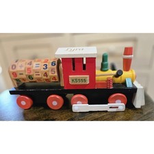 Wooden Toy Train with Alphabet Numbers and Math Symbols