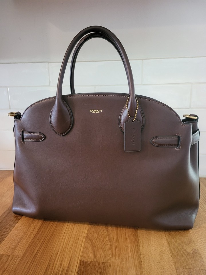 COACH Soft Empire Carryall 40 Bag Maple Leather Large Tote Work Travel Box Dust