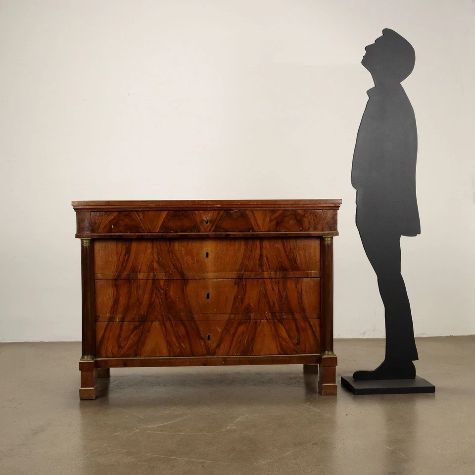 Commode Empire Ancienne Noyer Peuplier Bronze Italie XIXe Siècle Originale - Photo 3/4