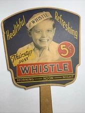 Advertising Fan Sign Whistle Soda, Pop, Young Boy Jerk Hat Pepsi Cola Bottler