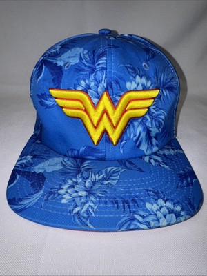 Wonder Woman Hat Logo Aqua Blue Floral DC Comics Adjustable Cap Adult   Unisex￼