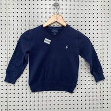 Polo Ralph Lauren Knit Sweater Youth Size 5 Blue V Neck Pony 12.5x16 12.5x16