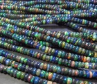 Ethiopian Opal Rondelle Smooth Beads 3.5-5 mm Natural Black Opal Gems 4" Strands