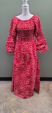 African Print Ankara Tribal Print Long Maxi Dress Festival Boho Red and White