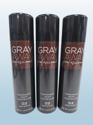 EVERPRO GRAY AWAY PROFESSIONAL TEMPORARY ROOT CONCEALER 02 DARK BROWN 2 OZ 3PC.