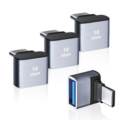 AreMe 4 Pack USB C to 3.1 Adapter, 90 Degree Up and Down Right Angle Grey 