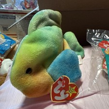 Ty Coral Beanie Baby Fish Tie-Dye and Ty Teenie Coral Still In Bag with Tags
