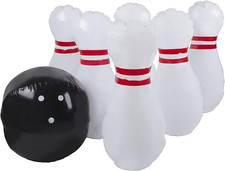 Kids Giant Bowling Game Set- Inflatable Jumbo Bowling Pins and Ball for Outdoor