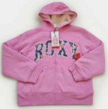 Roxy girls youth fleece hoodie jacket sherpa lined full zip pink Size M