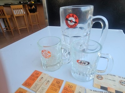 Vintage 1960's A&W Root Beer Mugs & Club Coupon Memorabilia Historic San Diego