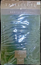 Vintage Bed Bath Beyond Baroque Olive Oblong Tablecloth 70X104 inches
