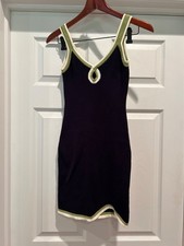 Sweater Mini Dress V-Neck Size: SMALL Slim, curve-hugging fit Textured sweat