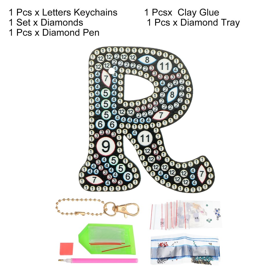 Diamond Art Keychains, 1 PCS Diamond Art Painting Letters Keychains, R ...