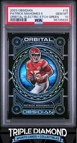 2023 Panini Obsidian Patrick Mahomes II Orbital Green Etch #05/35 PSA 10 Y751