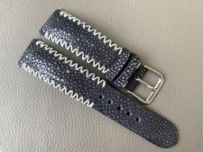 Black Genuine Leather Watch Strap Size 15 16 17 18 19 20 21 22 23 24 25 26mm