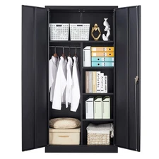 Storage Cabinet 72 Locking Metal Storage Cabinet with Shelves and Hanging Rod Me