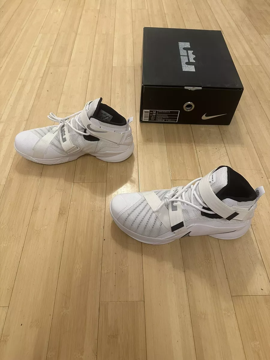 Size 15.5 Women LeBron Soldier IX 9 Shoes 749498 100 White Black