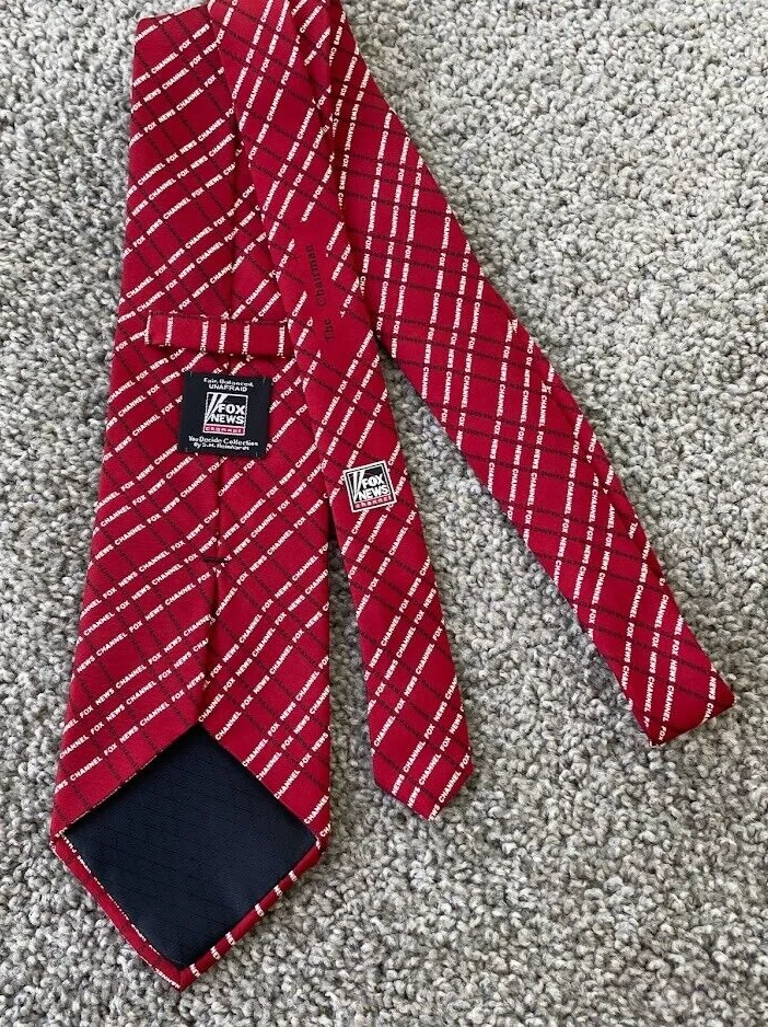 Corbata para hombre Fox News Channel sin zona giratoria 100 % seda roja EE. UU. The Chairman Foto 3 de 4