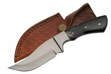Hunting Knife | Rite Edge 4" Blade Black Horn Handle Full Tang Skinner + Sheath