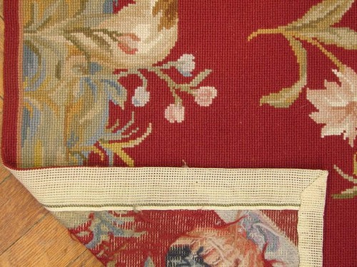 3x5' Red Needlepoint Rug #PIX-6098 - Picture 3 of 6