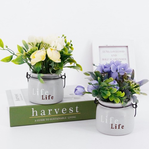 Artificial Flower Potted Fake Plants Faux Rose Wedding Arrangement Home Decor - Picture 6 of 7