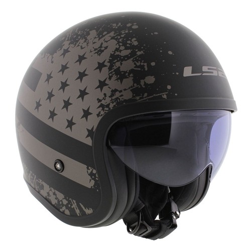 LS2 OF599 Spitfire II Flag matt black titanium - Open Face helmet motorcycle... - Bild 1 von 9