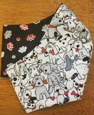 Reversible Adult black, white, and gray dogs mask