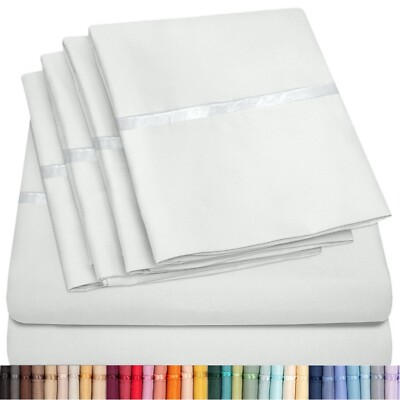 6 Piece Premium Bamboo Sheet Set, Deep Pockets, 50 Colors, 2200 Count, Soft