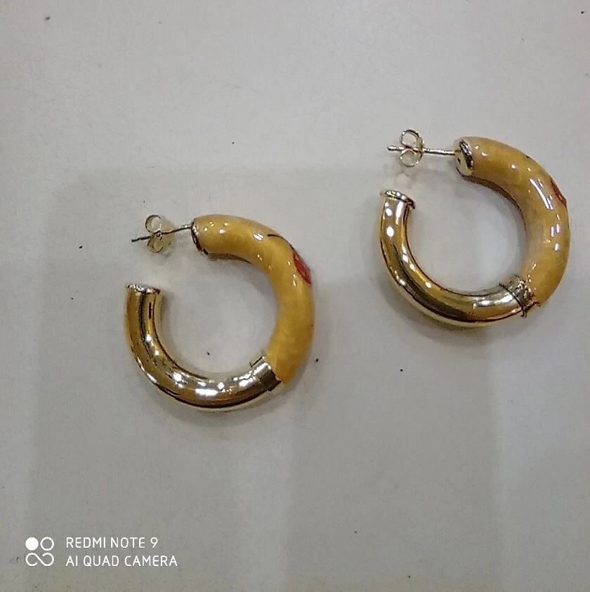 CERCHIO  orecchino in  argento laminato e smalto    925 mm   nuovi di negozio - Immagine 3 di 4