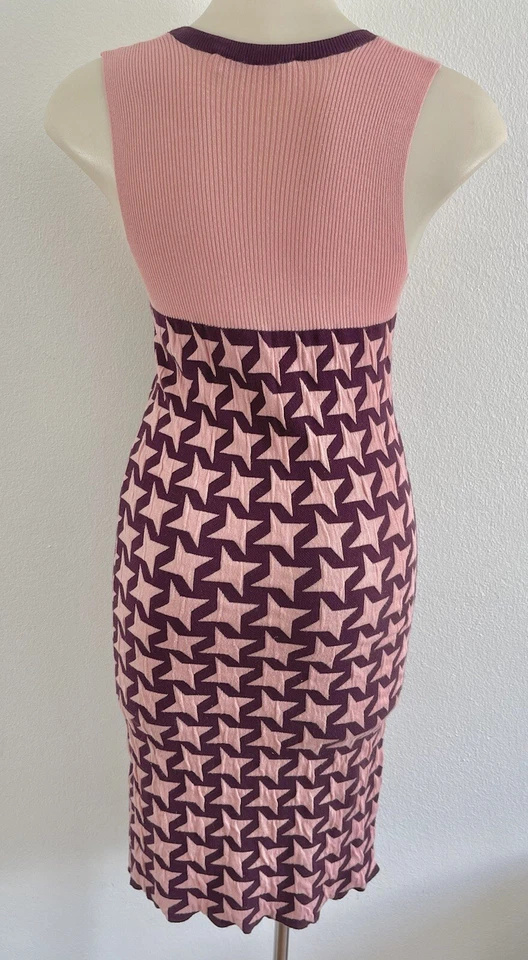 Vestido MARNI IT38-US4-S Rosa Tejido Crochet Geométrico Retro Algodón Italia Raro Foto 3 de 4