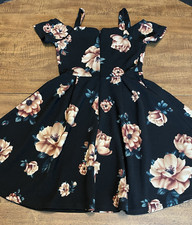 Altar'd State Floral Dress Black Cold Shoulder Size Small Skater Whimsy Goth