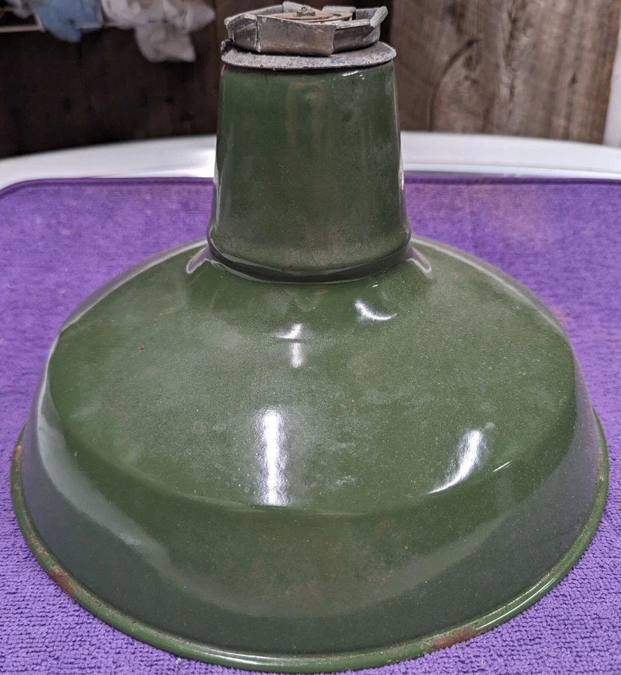 Antique American Benjamin Industrial Green Enameled Factory 12" Pendant Light - Image 2 of 4