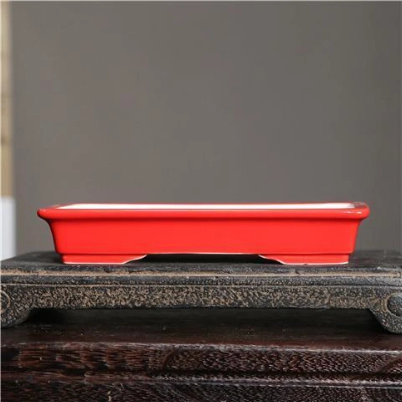 8.2" Purple Sand Pot Ceramic Bonsai Basin Rectangular Small Basin - Image 3 of 4